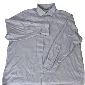 Charles Tyrwhitt Shirt Mens 18 34/35 Blue Check Classic Fit Non‎ Iron Dress Work